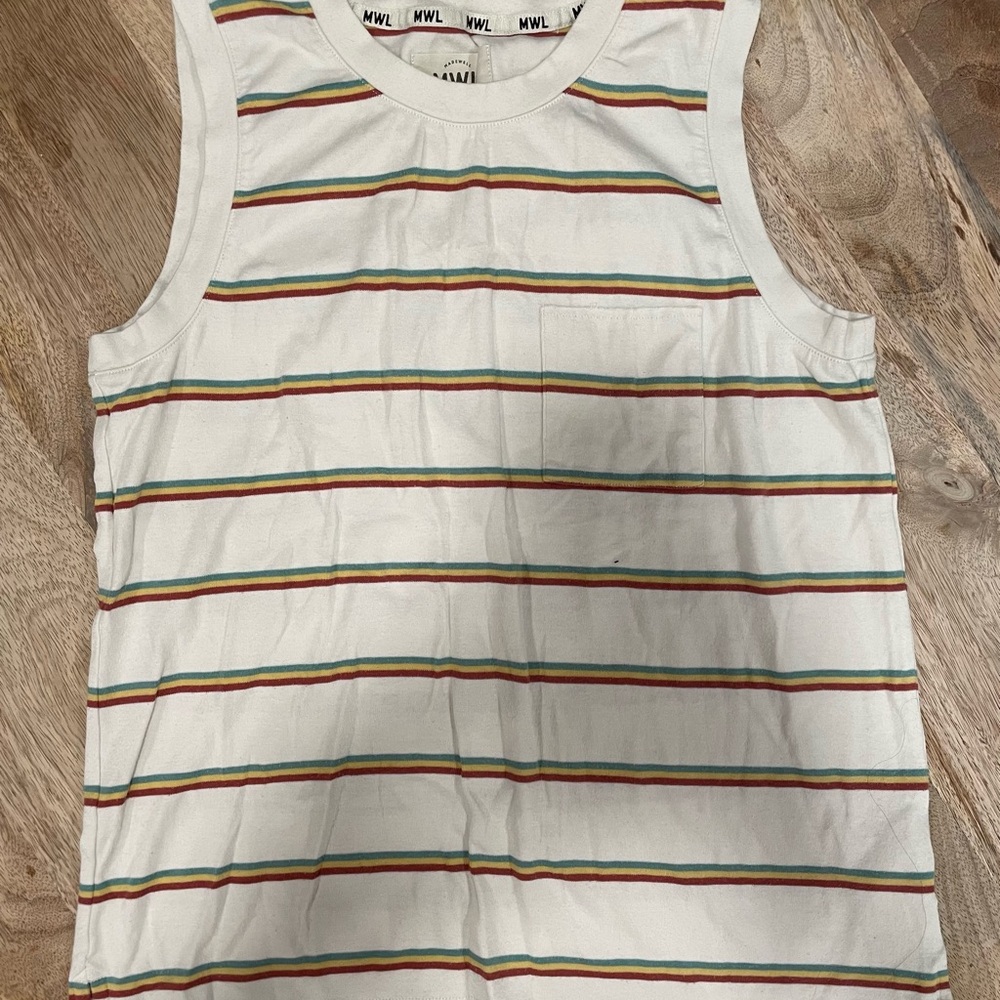 Madewell White Striped Tank Top